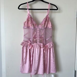 Ily Embroidered Slip Dress NWT